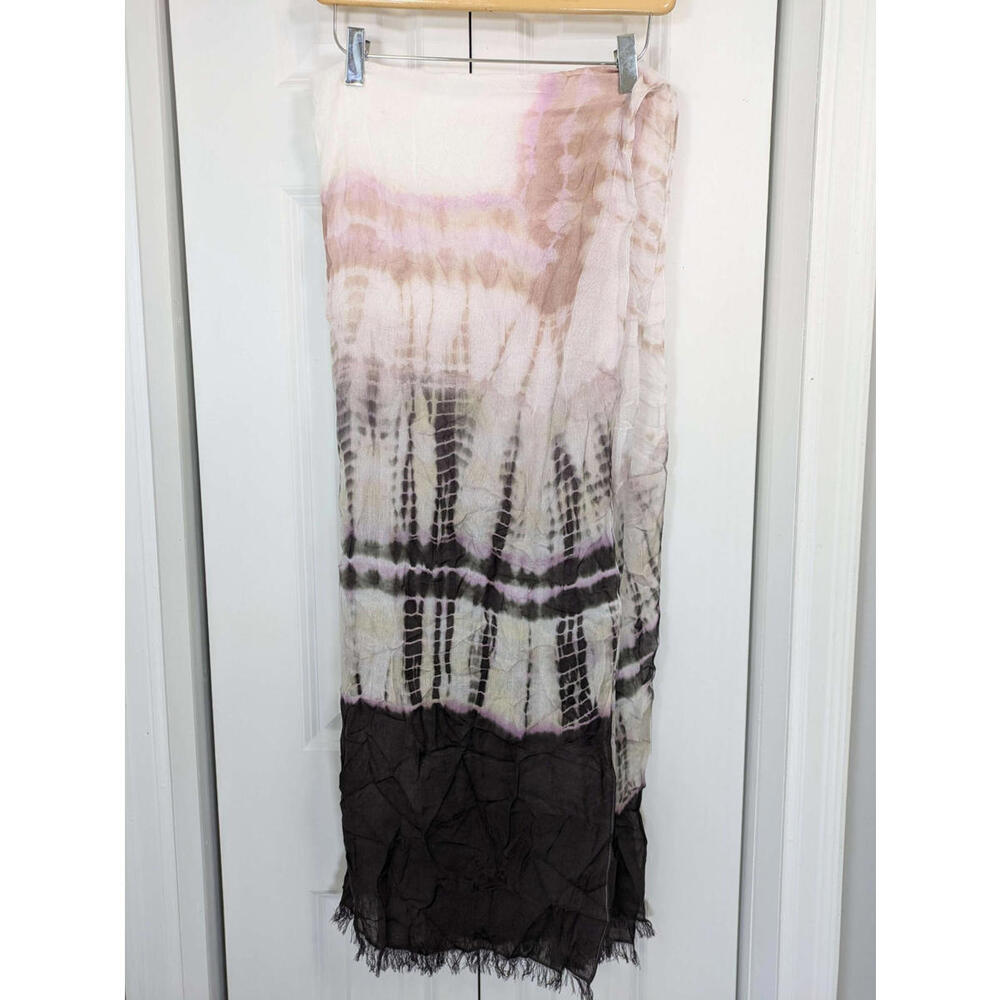 J. Jill Pink, Brown and Cream Tie-Dye Lightweight Wrap